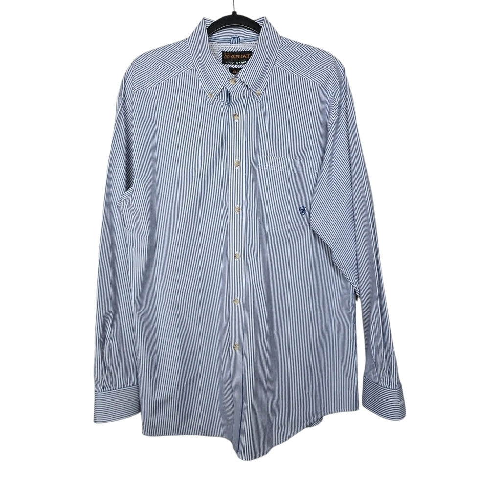 Ariat Men's Light Blue Striped Button Down Shirt